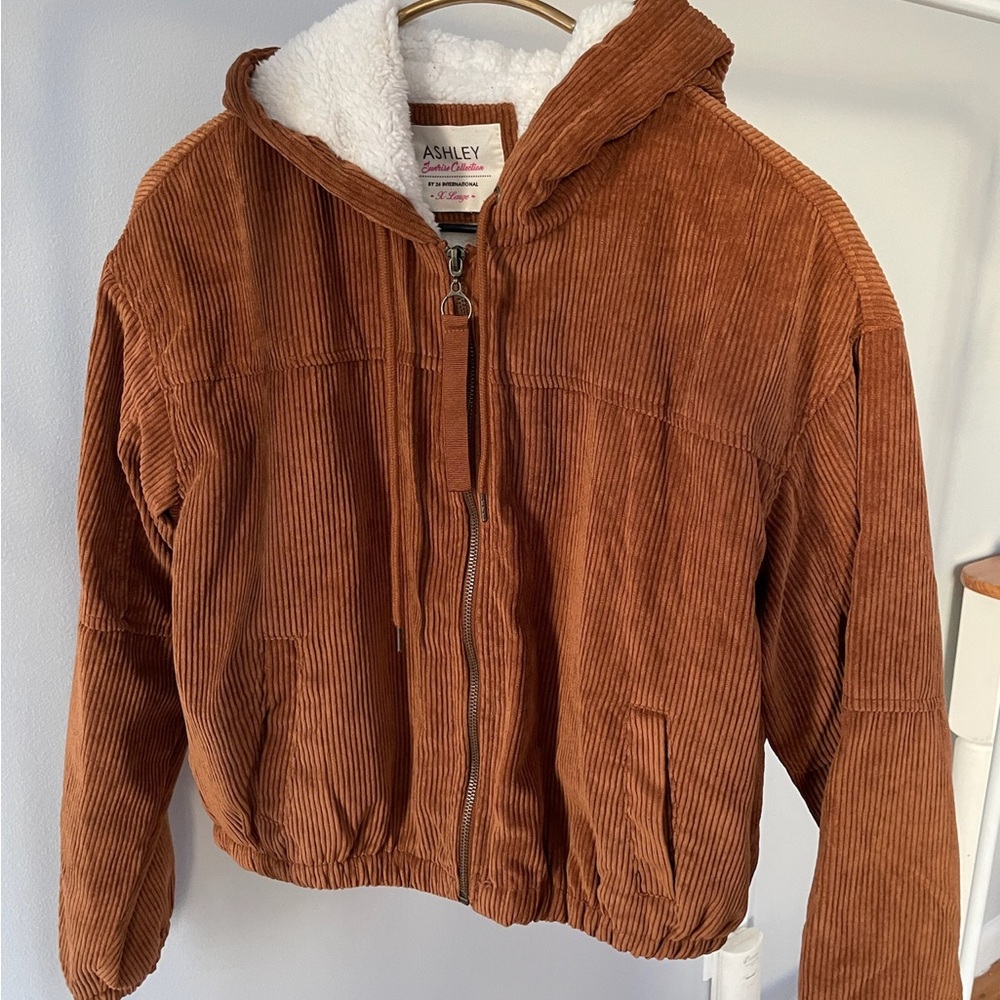 Brown Corduroy Hooded Jacket